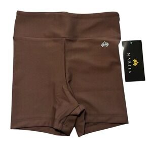 Mariia Crown CM high waist dance short shorts NWT brown cocoa chocolate